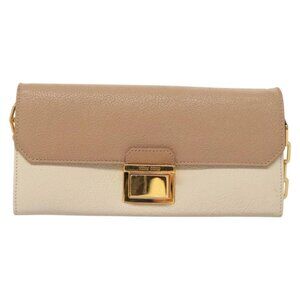 Authentic Miu Miu Chain Wallet Leather Pink Gold bst272-120225